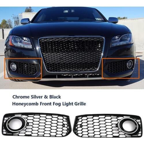 Honeycomb Fog Light Grille Grill Front Bumper Cover Fits For Audi S5 A5 S-Line 08-12 RS5 Style