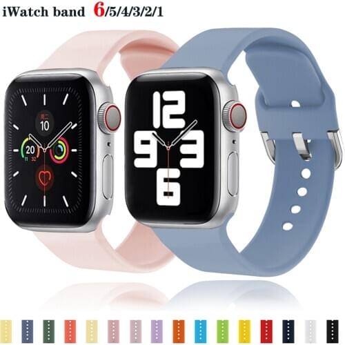 Silicone band for Apple Watch 38mm 42mm Sport Bracelet Belt Watch strap for Iwatch 6 5 4 44mm 40mm for Apple Watch 3 2 1