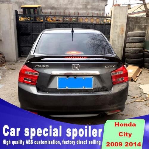 Rear trunk Punching installation red light Speed Air circulation spoiler for honda city 2009 to 2014 year by primer black white
