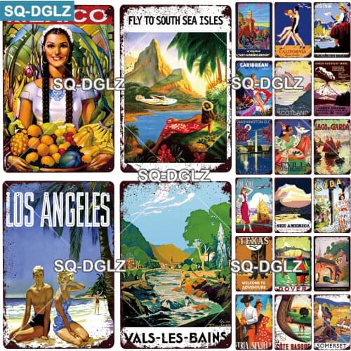 [SQ-DGLZ] Los Angeles City Metal Sign Vintage Plaque Wall Decor For Pub Bar Country Plate Tin Sign Travel Mexico Poster