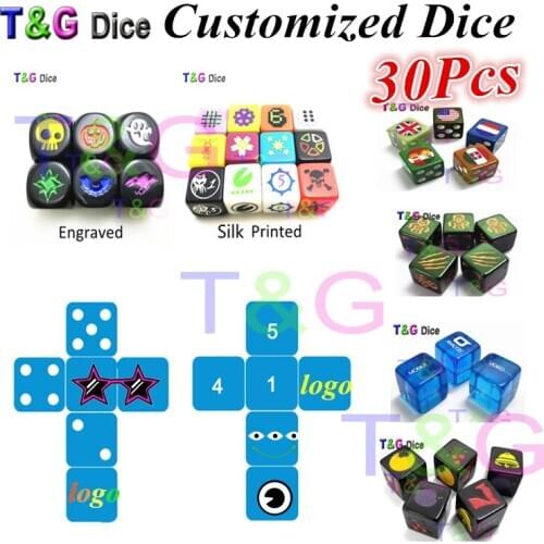 T&G 16mm Customized D6 Dice for Personalized Logo!Custom Top Quality Rpg Dice/Die,Printed,Engraved Logo Board Game