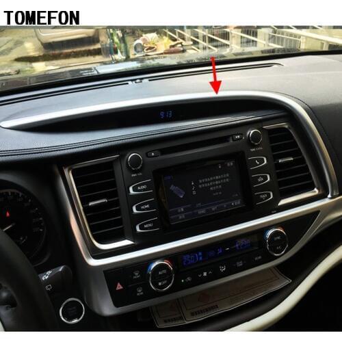 TOMEFON For Toyota Highlander Kluger XU50 2014 2015 2016 2017 ABS Chrome Front Console Navigation Screen Bar Trim Auto Styling