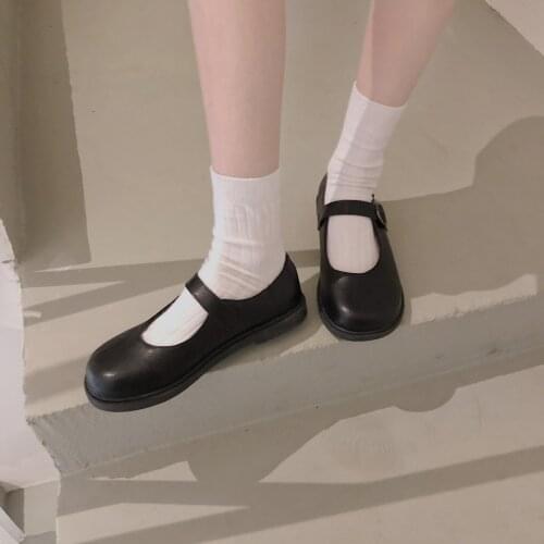 Women Flat 2021 New Summer Cute Round Toe Retro British Single Shoes All-match Casual Small Leather Shoes