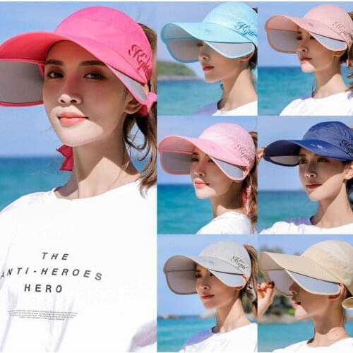 2021 Women Summer Sandy Beach UV Protection Visor Big Hat Lady Oudoor Cycling Golf Sports Sunscreen Breathale SunHats