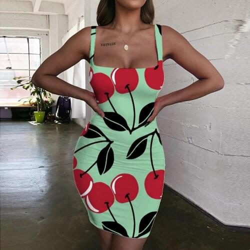 Giyu Brand Fruit Dress Women Cherry Vestido Sexy Harajuku Ladies Dresses Novel Sundress Womens Clothing Summer Beach Boho