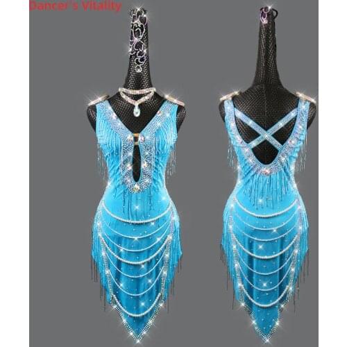 Latin dance competition dresses women Rumba Cha-cha Dance clothes Latin dancer fringe dress women Chilrd Performance Cocstumes