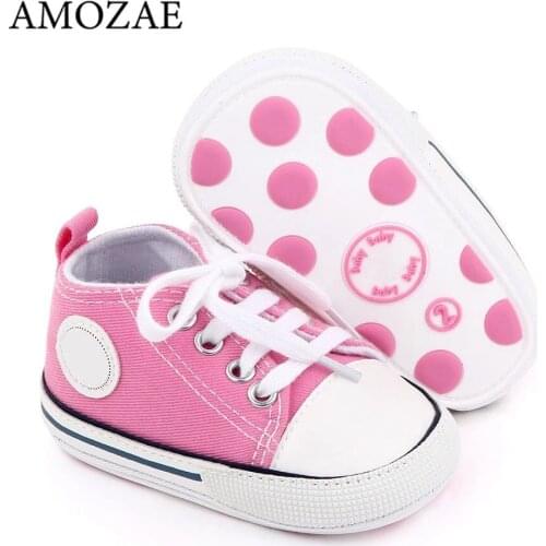 Baby Boys Hard Bottom Shoes New Bebes Canvas Sneaker For Newborn Sport Shoes For Girls Infant Toddler Anti-slip First Walkers