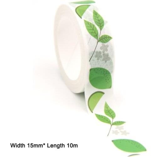 1PC 15MM*10M Green Leaves White Stars Washi Stickers Masking Tapes Decorative DIY Stationery office supplies