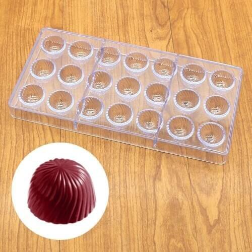 1PC 21 Spiral Bell Hard Polycarbonate Chocolate Mould PC Candy Pasta Tool Injection PC Cake Mold QA 254