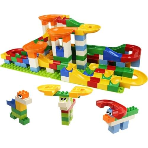 108PCS Marble Race Run Maze Balls Track Building Blocks DIY Big Size Funnel Slide Building Bricks Educational Toys for Kids