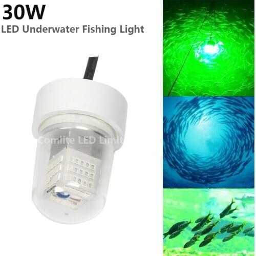 12V-24V 6M Cable 30W Green Color Night Fishing Boat Equipment Deep Sea Underwater LED Fishing Lamps For Fishery