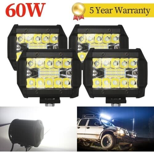 4pcs 20LED 60W Car LED Work Light 12v 24v for Off Road Truck Bus Boat Fog Light Car Working Light Assembly