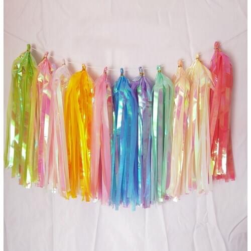 5pcs Double Layers DIY Tissue PET Paper Tassel Wedding Party Decoration Garland Kids Birthday Shower Supplies Photography Props