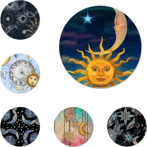 58mm Sun Moon Stars Colorful Icons Pins Badge Decoration Brooches Metal Badges For Backpack Decoration