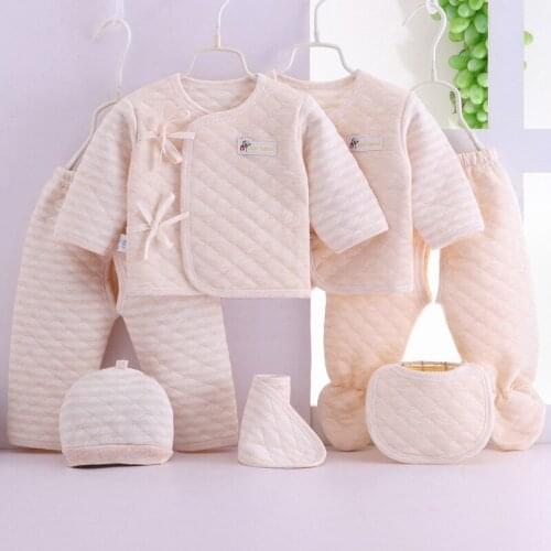 7pcs winter cotton long sleeves warm 2pcs Baby coat+bibs+hats+2pcs kids trousers Newborn Foot pants Outfits baby clothes sets