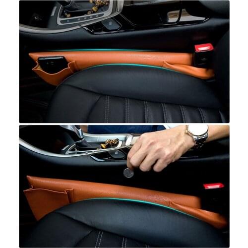 Car Seat Gap Filler Pockets PU Leather Auto Seats Leak Stop Pad Soft Padding Phone Cards Holder Storage Bags Car Organizers