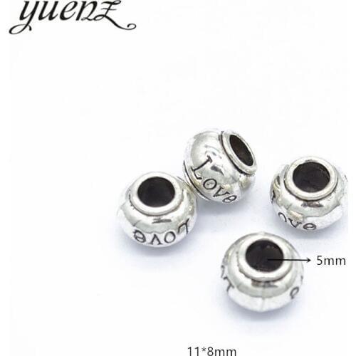 YuenZ 7pcs Antique Silver Color big hole Love Beads Spacers Beads Fit European Charm Jewelry Accessories DIY Findings R86