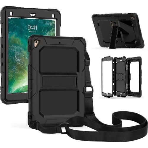 For Coque iPad Air 2 Case 3 Layer Heavy Duty Rugged Shockproof Silicone Strap Kickstand Case for iPad Air 2 9.7 2018 2017 Cover