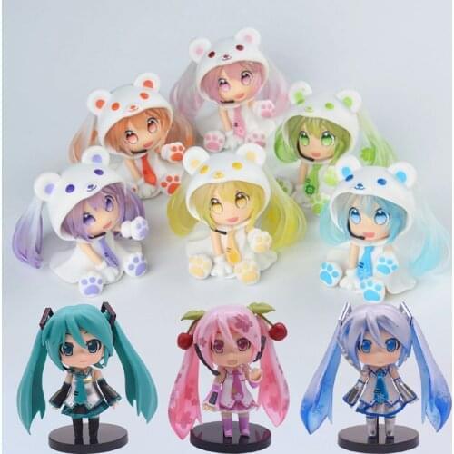 Q Version Anime Figure Cherry blossoms Bear Action Figures Pink Sakura Toys Girls PVC Figurine Collectible Model Toys Gifts