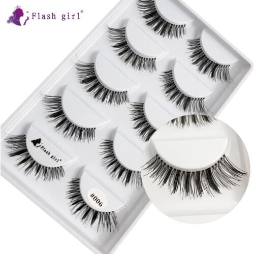 Flash girl top grade #006 100% Handmade 3D Mink Lashes 5 pair/tray Private Label thick Eyelashes Extension