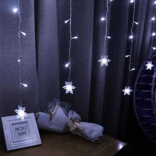 PATIMATE LED Snowflake Lights Curtain Garland Light String Christmas Decoration For Home Outdoor Fairy Light String Party Decor