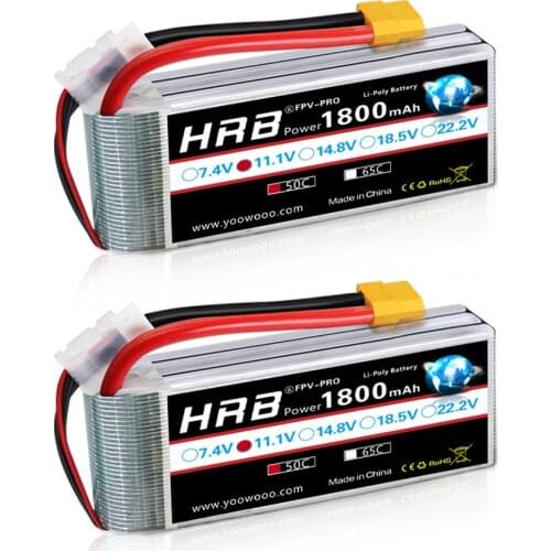 HRB 1/2 PCS 3S Lipo Battery 11.1V 1800mah 50C with Deans EC3 XT60 Connector For RC Car Truck Tanks FPV UVA Drone Quadcopter Boat