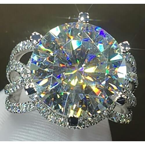 18K White Gold Women Ring Moissanite Diamonds 1 2 3 4 5 Carat Round Intricately Woven Wedding Party Engagement Anniversary Ring