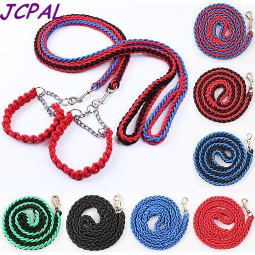 JCPAL Nylon Breakway Dogs Leashes Chain Colorful Labrador Adjustable Pet Dog Collars Traction Rope Set For Big Dogs