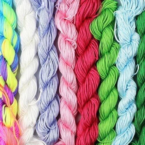 JHNBY 1mm Satin Rattail Beading Nylon Chinese knot braided Rope Cord Thread String DIY Necklace Bracelets Jewelry Making Finding
