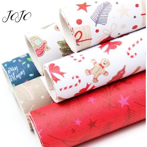 JOJO BOWS 22*30cm 6pcs Christmas Decoration Synthetic Leather Fabric Sheets For DIY Craft Supplies Handmade Hair Bows Materials