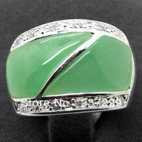 Wholesale price GOOD SHIPPING ^^^^Jewelry Ring Inlay Green stone 925 Sterling Silver Ring Size 7/8/9/10