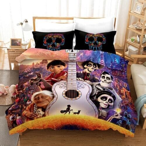 Disney Coco Moana Zootopia Bedding Set Cartoon 3d Quilt Cover and Pillowcase Soft and Comfortable Polyester Home Textiles