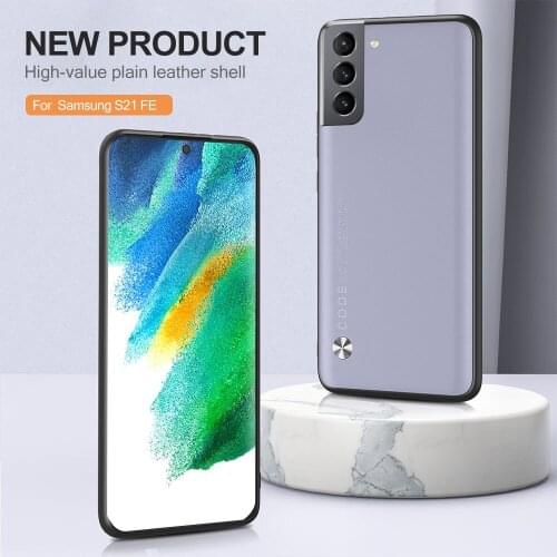 Leather Texture Round Frame Case For Samsung Galaxy S21 FE S21 ultra plus S 21 Camera Protection Shockproof Plain Cover Coque
