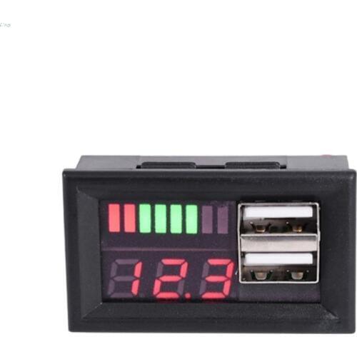 Red LED Digital Display Voltmeter Mini Voltage Meter Battery Tester Panel For DC 12V Cars Motorcycles Vehicles USB 5V2A output