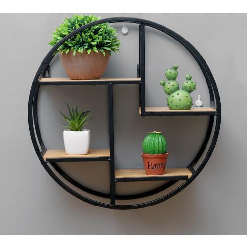 Round Shelf Metal Storage Basket Fashion Nordic Wall Hanging Storage Rack Net Iron Shelf Wall Decoration Holder Flower Holder