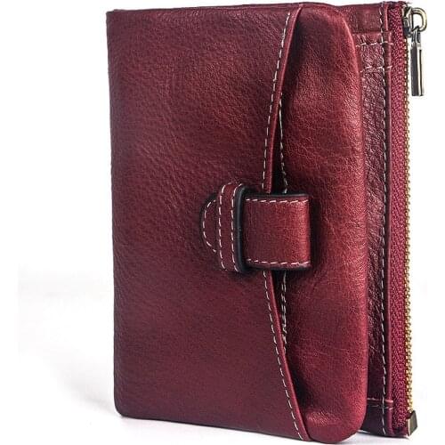 Small Womens Wallet Ultra-Thin Female Genuine Leather Luxury Sheepskin Short ID Card Holder Ladies Zipper Coin Purse Wallet
