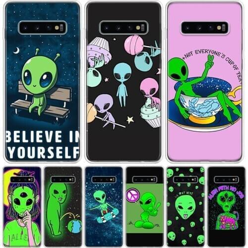 Cute Cartoon alien space Phone Case for Samsung Galaxy S10 S20 Ultra Note 10 9 8 S9 S8 S7 J4 J6 J8 Plus Lite + Popular Cover Cap