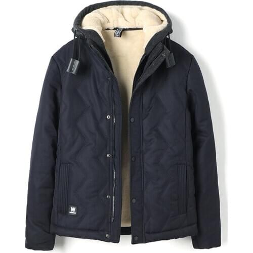 Mens Cotton-padded Clothes Winter Thick Warm Casual Mens Cotton-padded Clothes Plus Velvet Fur Collar Cotton-padded