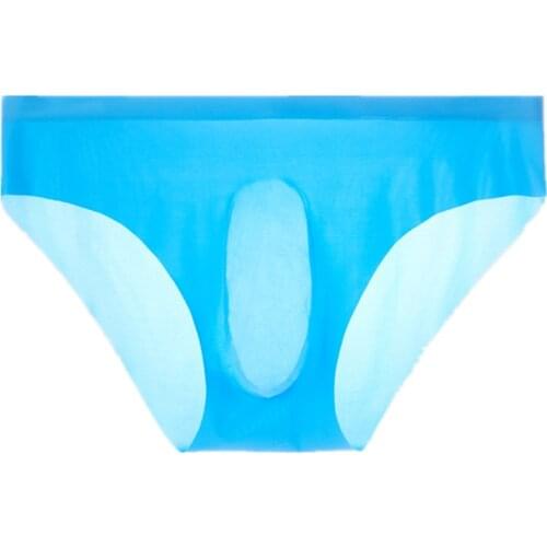 Sexy Seamless Underwear Men Ice Silk Briefs U Convex Pouch Underpants Comfortable Low Waist Panties Gay