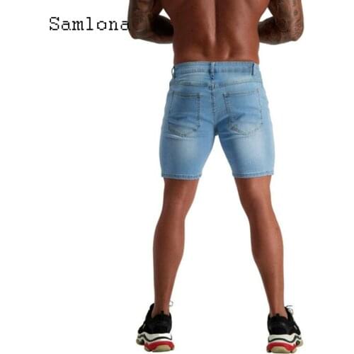 Mens Denim Shorts Hole Ripped Jean Half Pants Blue Patchwork Short Bottom 2021 New Casual Demin Short Jeans Sexy Men Clothing