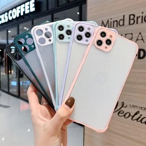 Mint Hybrid TPU Bumper Phone Case For Iphone 12 11 Pro Max Mini XS Max XR Transparent Shockproof Matte Cover For Iphone 7 6Plus