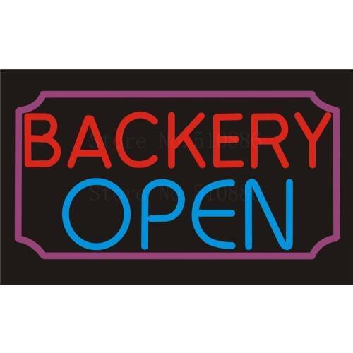 NEON SIGN For Backery Open Bar cakes Food Real GLASS Tube Beer PUB Restaurant Signboard store display Shop Light Signs 17*14"