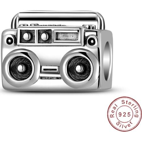 Cyue European S925 Sterling Silver DIY Charm Beads Rock Band Series Speaker For Women Bangle Bracelet Necklace Jewelry P1265