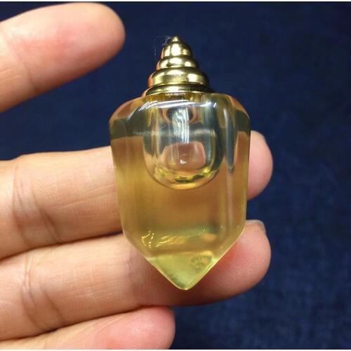 Wholesale Yellow Natural Crystal Pendant Carved Wishing Bottle Pendant Necklace for Women Men Lucky Evil Spirits Fashion Jewelry