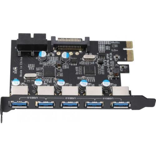 PCIE To 7 ports USB3.0 hub PCI-E Expansion PCI Express Card Adapter SATA supply 4pin internal 19pin VLA chispet