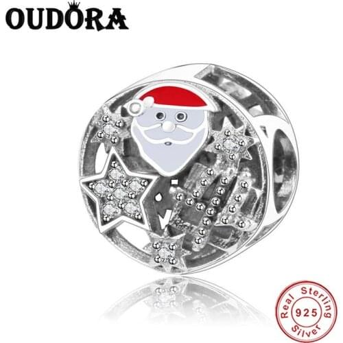925 Silver Santa Claus Charms Fit Original Pandora Charms Silver 925 Bracelet Charm Bead Women Jewelry Berloque Christmas gift