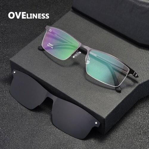Polarized Sunglasses Magnetic Clip On Glasses frame for Men Women alloy Optical Prescription Eyeglass Frames Magnet Clips eywear