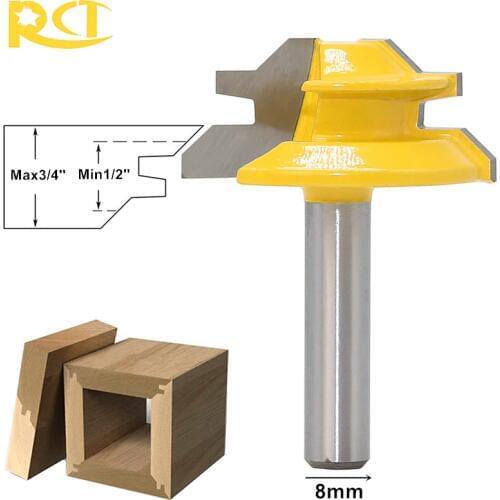 RCT 45 Degree Lock Miter Router Bit 8mm Shank Milling Cutters For Wood Carbide Cutter Carpenter Woodworking Tools