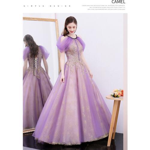Luxury purple veil golden embroidery gown Medieval Renaissance Gown princess Victorian cosplay Marie Antoinette Belle Ball gown