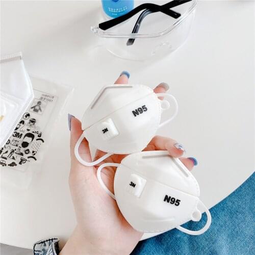 Silicone Case For Airpods1 2 3 Pro Mask Model Cute Cartoon Charging Box Protective Cover For Apple Airpods Earphone Accessories